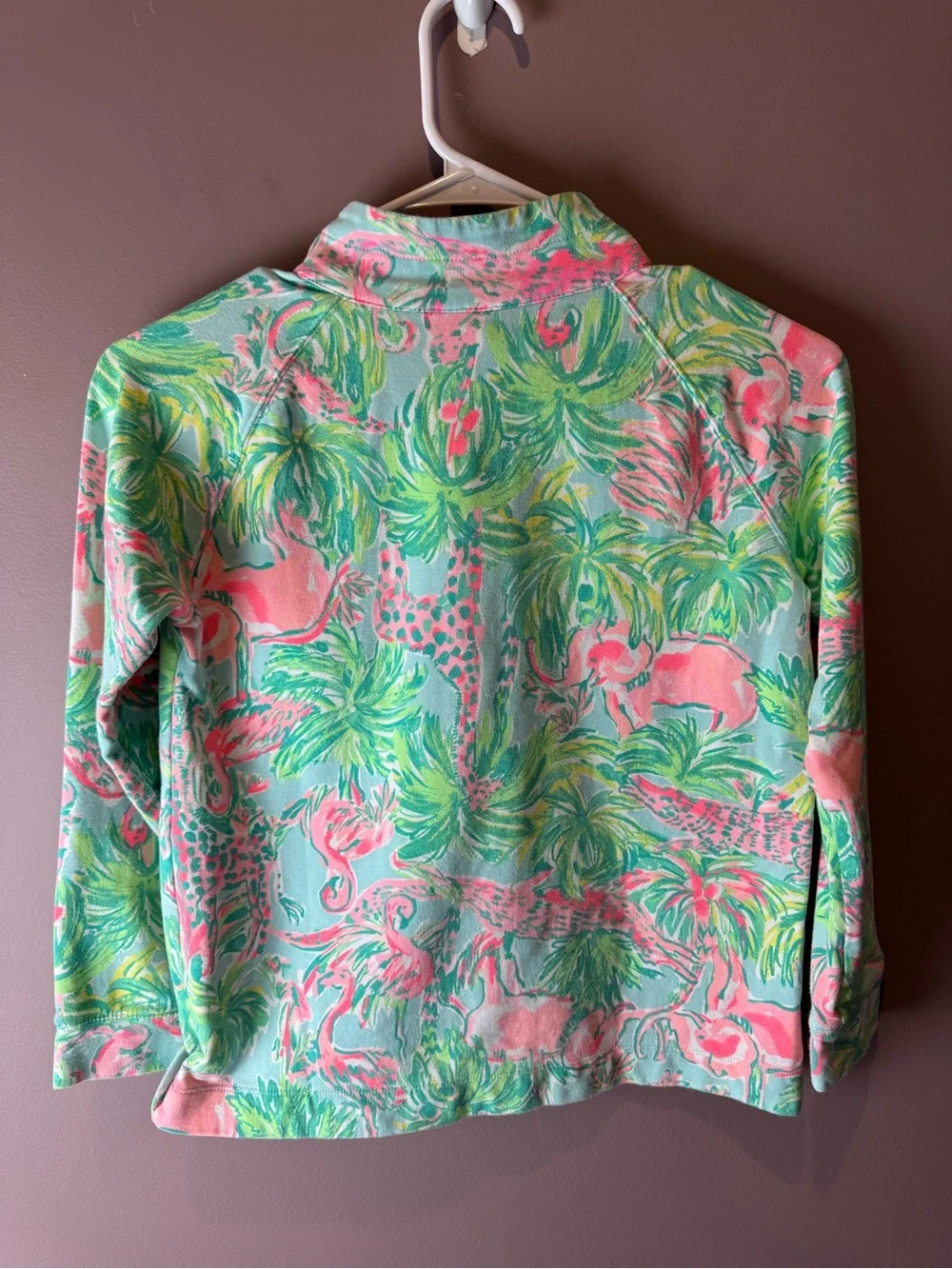 Lilly Pulitzer Girls' Skipper Popover On Parade Long-Sleeve Top Green Pink